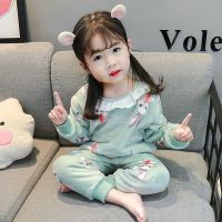 女童睡衣法兰绒秋冬保暖套装女宝宝小童加厚公主珊瑚绒家居服三岁 2臻依缘