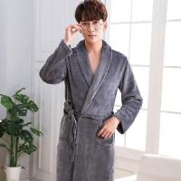 法兰绒秋冬季睡袍女男中长款加厚珊瑚绒睡衣情侣浴袍男家居服浴衣 臻依缘