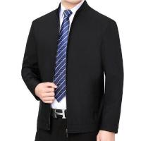 秋季翻领纯色夹克男中年商务男爷爷装男士立领休闲外套爸爸装上衣 臻依缘