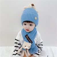 儿童帽子围巾套装婴儿秋冬季宝宝男童毛线针织护耳帽冬天韩版臻依缘