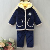 冬款儿童睡衣加厚男童女孩三层夹棉连帽法兰绒1-12岁宝宝睡衣套装 臻依缘