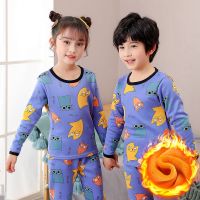 新款儿童保暖内衣加绒加厚套装男女童秋衣秋裤中大童冬季宝宝睡衣 臻依缘
