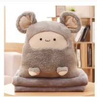 可爱抱枕被子两用三合一汽车靠垫办公室女生睡觉抱枕公仔午睡 澜思呢