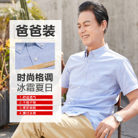 相思鸟红豆旗下相思鸟（xiangsiniao)短袖衬衫男夏季宽松休闲扣领尖领格纹衬衫男薄款爸爸装国民男装相思鸟