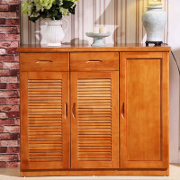 天惠子 鞋柜 实木鞋柜现代中式多功能鞋柜收纳玄关柜门厅柜家用木质简约百叶门组合橡木鞋柜