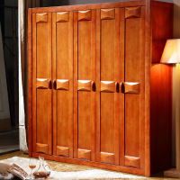 天惠子 实木衣柜 卧室家具简易衣橱木质整体带转角 四五六门移门橡木全实木衣柜