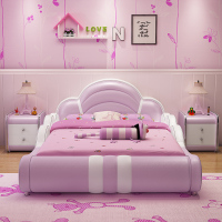 天惠子 床 真皮床简约现代女孩公主床单人床1.2/1.5/1.8米男孩床