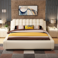 天惠子 床 皮床真皮床主卧简约现代大气双人1.8米1.5米卧室软床皮艺床