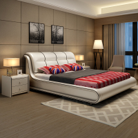 天惠子 床 双人1.8米1.5米 真皮床简约现代卧室床软床婚床主卧家具