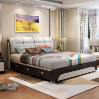 天惠子 床 真皮床现代简约1.8米主卧婚床1.5米双人床储物床榻榻米欧式皮艺床