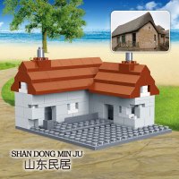 邦宝教育产品拼装积木儿童玩具小颗粒5岁以上男孩女孩生日礼物益智玩具中国传统建筑迷你模型中华民居 山东民居 6581