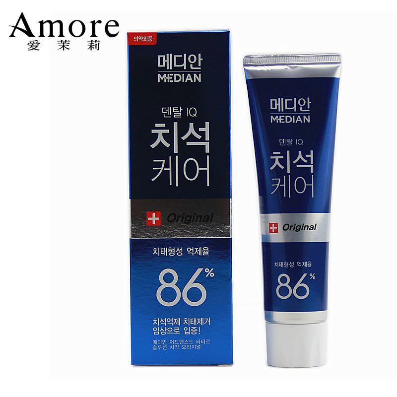 Amore 爱茉莉麦迪安86%蓝色洁白牙膏120g 清新口气 韩国进口图片