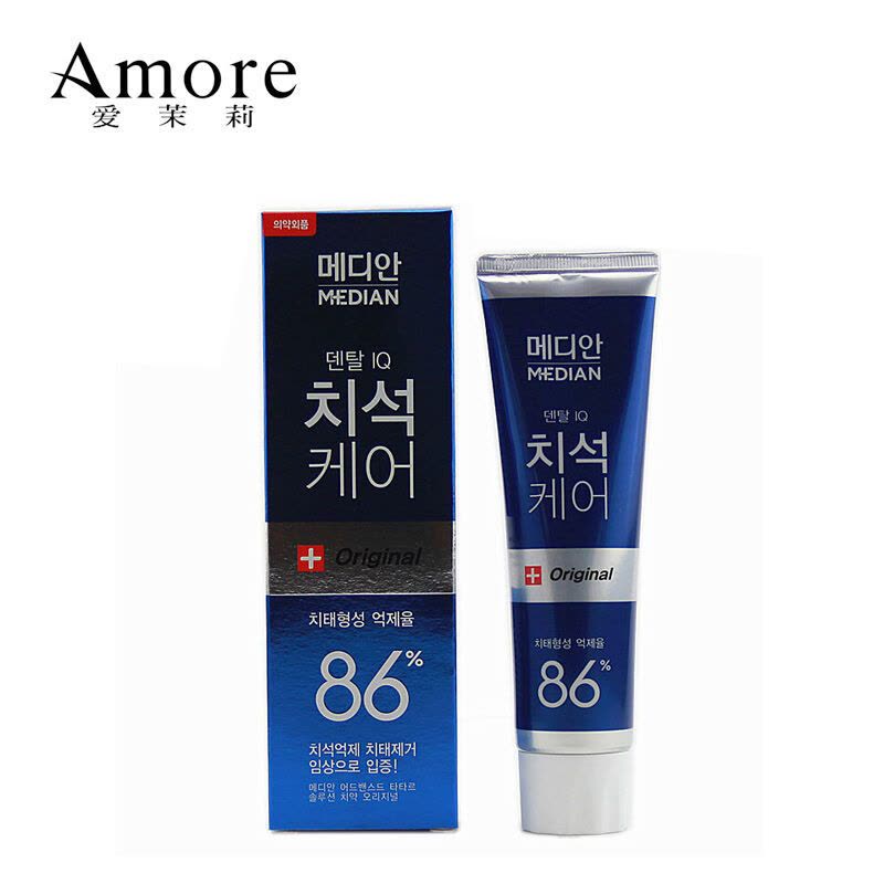 Amore 爱茉莉麦迪安86%蓝色洁白牙膏120g 清新口气 韩国进口图片