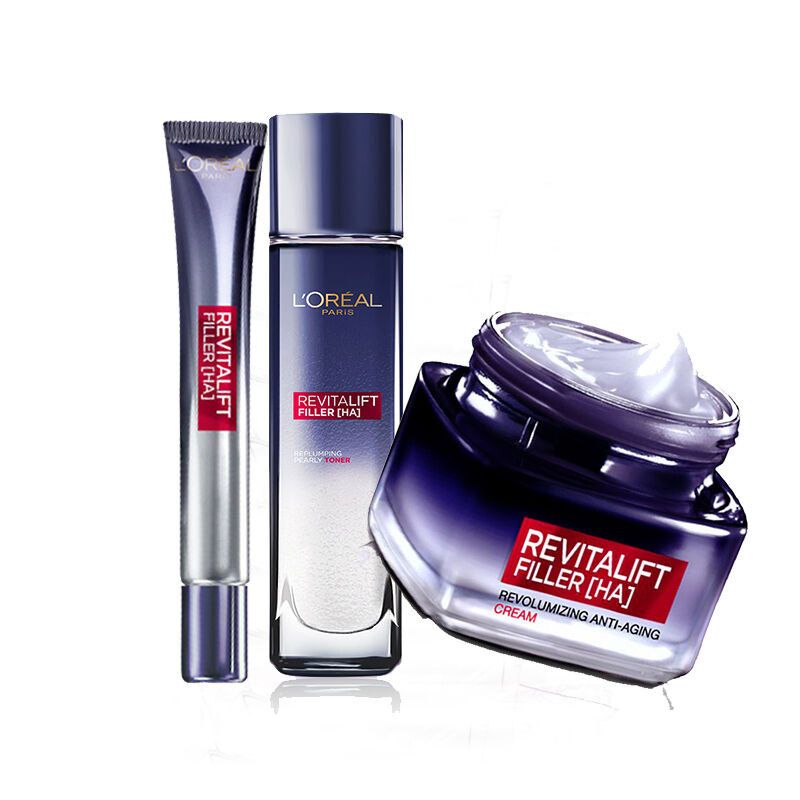 法国欧莱雅(LOREAL)女士护肤品复颜玻尿酸水光充盈 面霜+眼霜+晶露组合三件套 滋润营养 提拉紧致 各种肤质