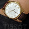 天梭TISSOT手表力洛克系列金色外壳皮带机械男表T41.5.413.73