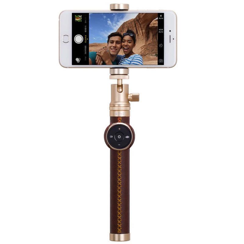 摩米士(MOMAX)蓝牙自拍杆 旅游自拍神器 一体式折叠自拍杆 适用于苹果三星安卓手机Selfie Pro 90CM棕色图片