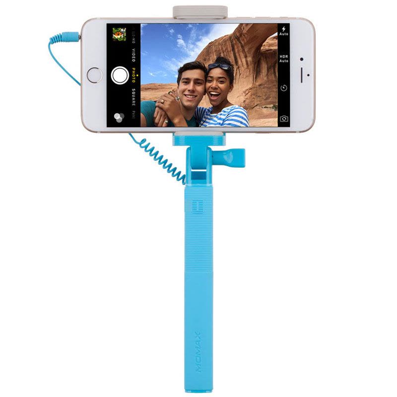 摩米士(MOMAX) 蓝牙自拍杆 旅游自拍神器 一体式折叠自拍杆苹果三星安卓手机 Selfie Mini蓝色图片