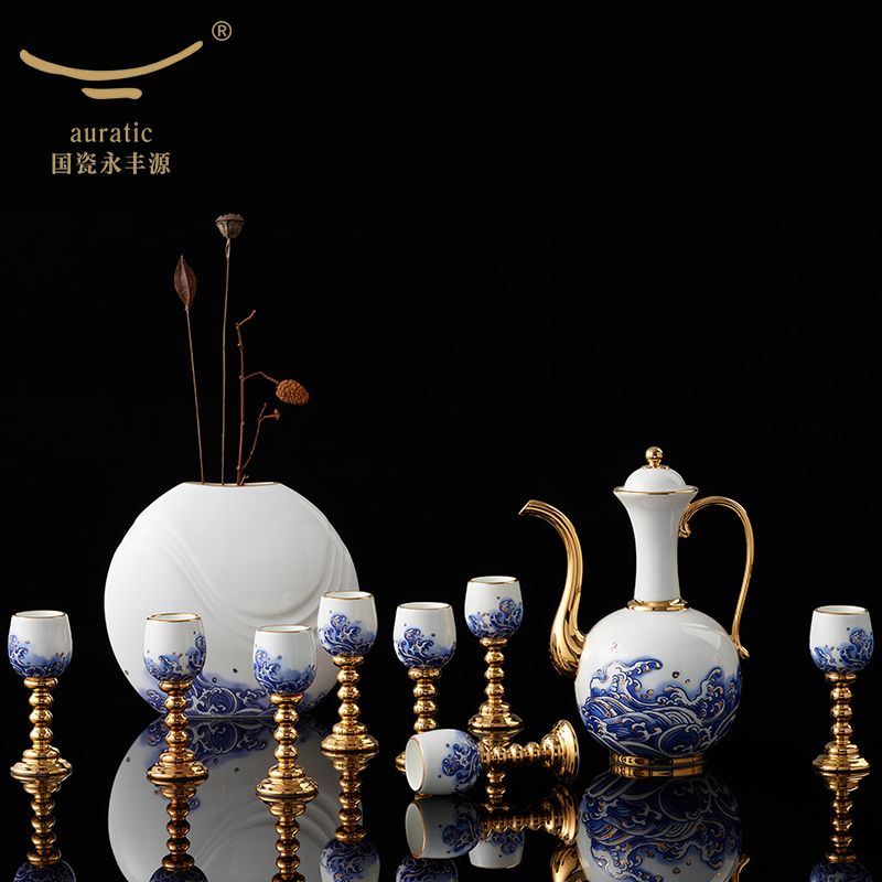 auratic国瓷永丰源金砖国宴先生瓷海上明珠10头白酒具