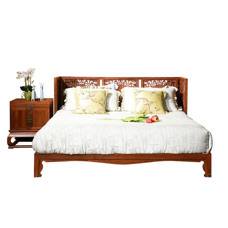 摩纳小镇新中式红木床实木床刺猬紫檀成人中式双人床储物家具婚床图片