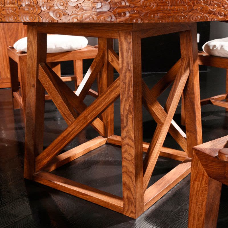摩纳小镇 新中式红木餐桌餐椅宜家组合刺猬紫檀饭桌住宅婚房家具图片