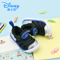 Disney迪士尼毛毛虫童鞋夏季防滑软底中小运动 男女鞋子 012银片黑 25码/16cm