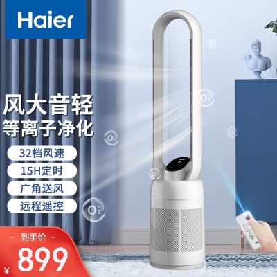 海尔(Haier) 无叶风扇 电风扇家用等离子 遥控定时 直流变频 风扇[32档风速]遥控定时款 HFW-Y09