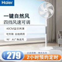 海尔(Haier)落地扇电风扇家用风扇落地扇立式轻音节能40CM大直径大风量4档定时落地扇 HFS-J4046A 机械款