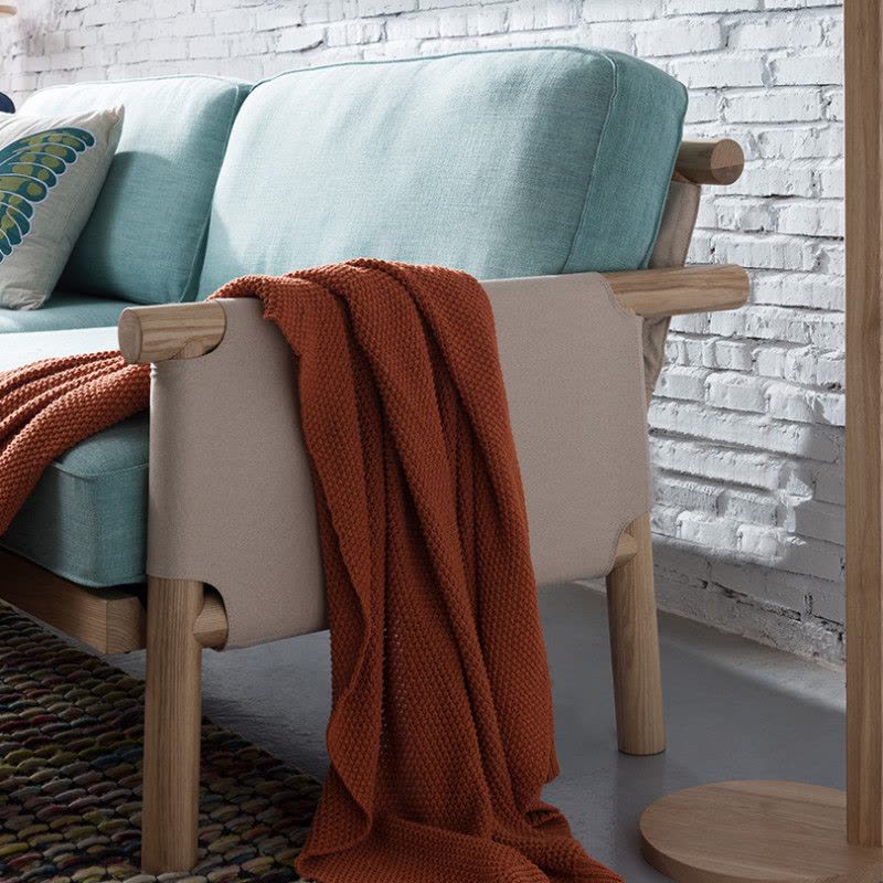 龙森家具 北欧实木布艺沙发 白蜡木沙发客厅沙发组合北欧风图片