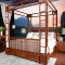 龙森家具 新中式红木床刺猬紫檀实木床成人中式双人床箱体储物家具