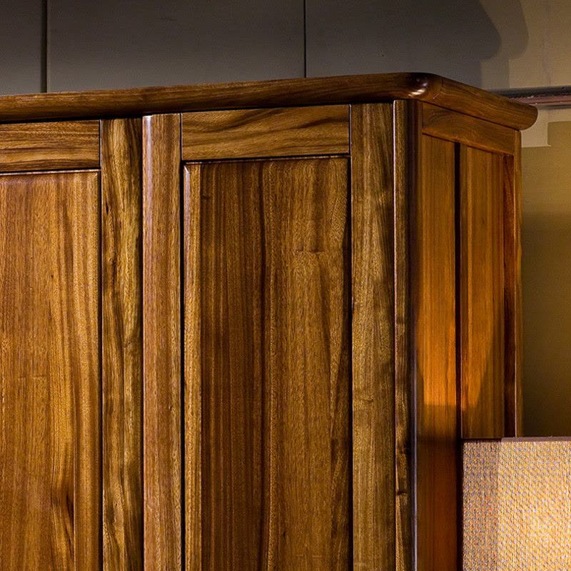 龙森家具 实木乌金木衣柜五门带抽实木储物柜衣橱卧室婚房家具图片
