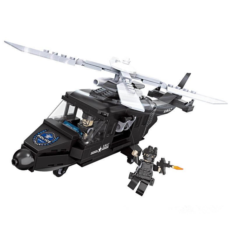 恒三和积木新款益智玩具特警军事系列直升机6505 男孩6岁以上儿童拼装塑料积木 200-299块