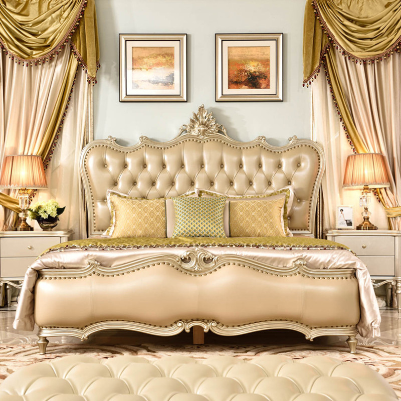 康之冠家具实木双人床欧式真皮软床布艺软床