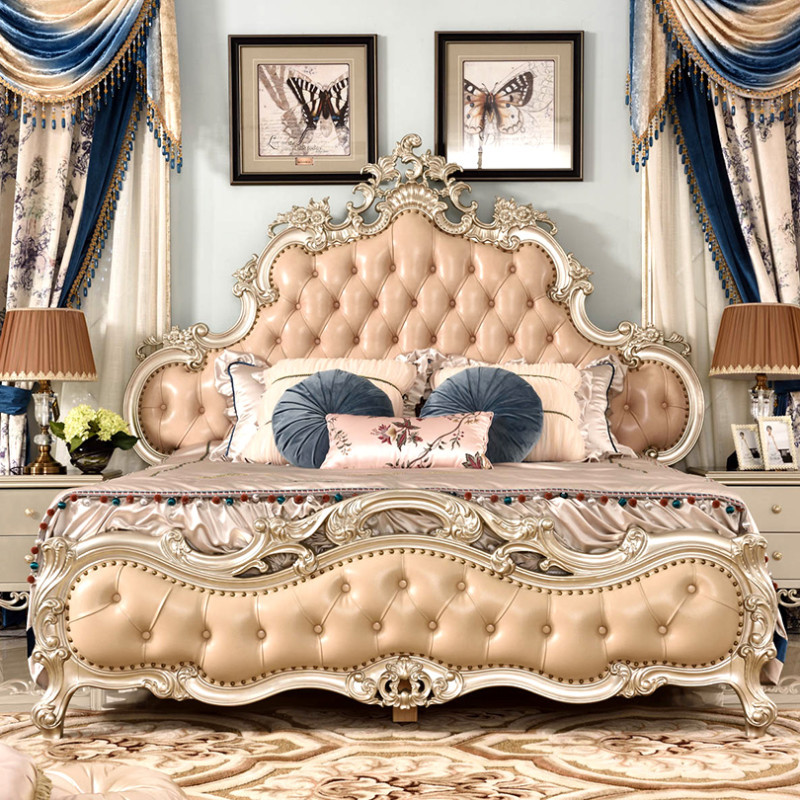 康之冠家具实木双人床欧式真皮软床布艺软床婚房家具