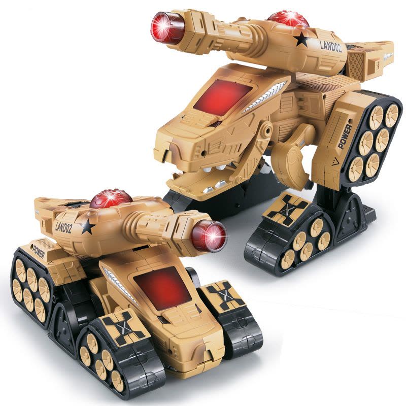 佳奇JIA QI TT670遥控变形坦克暴龙 儿童玩具男 电动玩具 儿童益智礼物 迷彩黄 电动坦克 无线遥控 可充电电池图片