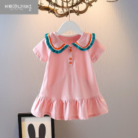 可莉允2022新款女童polo裙连衣裙洋气夏季小童女孩宝宝时髦儿童夏装裙子