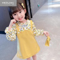 可莉允森系女童连衣裙新款裙子儿童假两件衣服洋气公主裙女宝宝春装