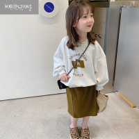 可莉允女童卫衣套装2023秋装新款儿童洋气韩版女宝宝上衣+半身裙两件套