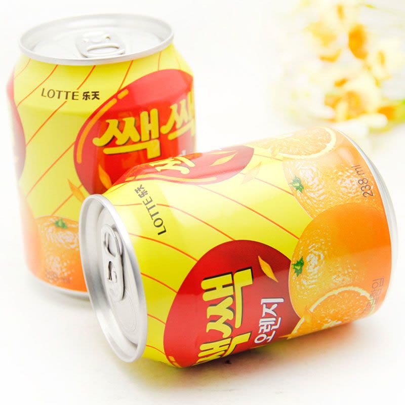 乐天(LOTTE) 橙汁238mlx12罐 进口果汁饮料整盒 带果肉的果汁图片