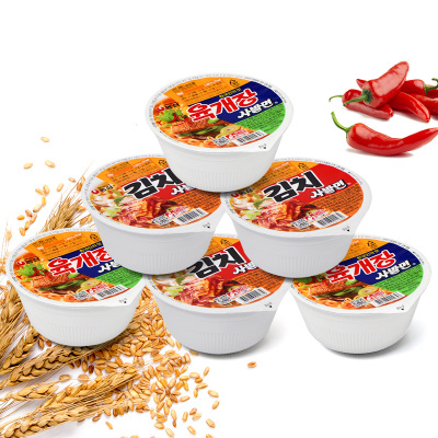 农心(nongshim) 进口方便面 牛肉味碗面+辣泡菜味碗面6碗组合516克 香辣味韩国方便面泡面碗面