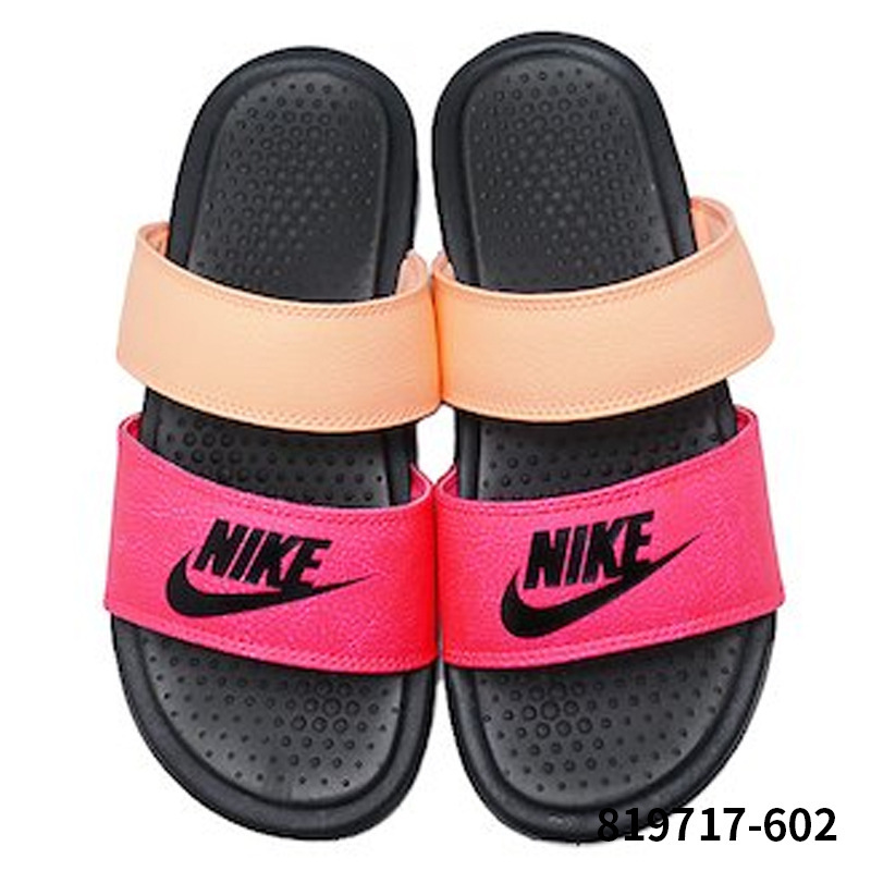 Nike Benassi Ultra 女鞋粉黑绑带休闲轻便运动拖鞋 819717-010=