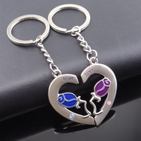 金免贝贝jintubeib厂家现货批发带钻玫瑰花情侣钥匙扣 韩国钥匙链 创意七夕小礼品