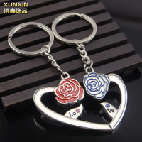 金免贝贝jintubeib厂家现货批发玫瑰情缘金属情侣钥匙扣 创意婚庆活动回赠小礼品
