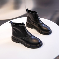 【真皮短靴】2019秋冬季真皮前拉链骑士平底短靴褶皱倒靴子女复古马丁靴