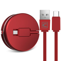 卡斐乐cafele 数据线 安卓手机可伸缩单头充电线 oppo三星vivo通用快充隐藏式收纳USB接口 中国红色1米