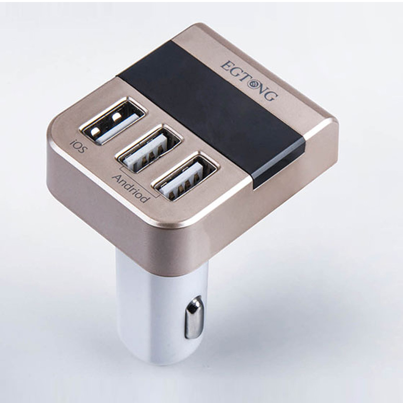 车载充电器一分三多口车充华为小米苹果三星通用点烟器插头USB插座电压检测显示