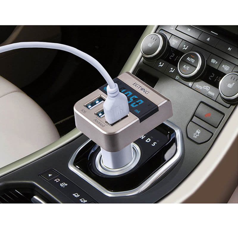 车载充电器一分三多口车充华为小米苹果三星通用点烟器插头USB插座电压检测显示图片