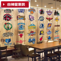 洋子(YangZi)(LANMiu)NBA队标壁纸个性背景墙餐厅客厅球迷酒吧墙纸复古大型壁纸壁画支持图片定制仅墙纸