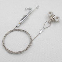 洋子（YangZi）家装挂画器铜芯带锁挂画器轨道钢丝绳挂钩可调挂镜线画廊画展展览螺母吊轮2米1钩套装