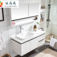 洋子（YangZi）黑白现代橡木浴室柜人造玉石台面吊柜浴室柜卫浴洗手洗脸盆柜组合
