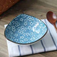 洋子(YangZi)釉下彩陶瓷三角面碗青花复古家用米饭碗日式泡面碗创意拉面粉碗